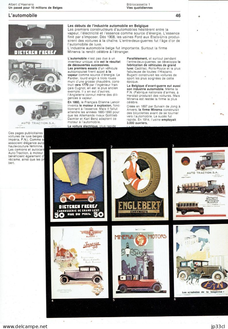 Histoire De L'automobile - Illustration : Publicités Pour Voitures Et Utilitaires Extraites De Englebert Magazine (1925) - Learning Cards