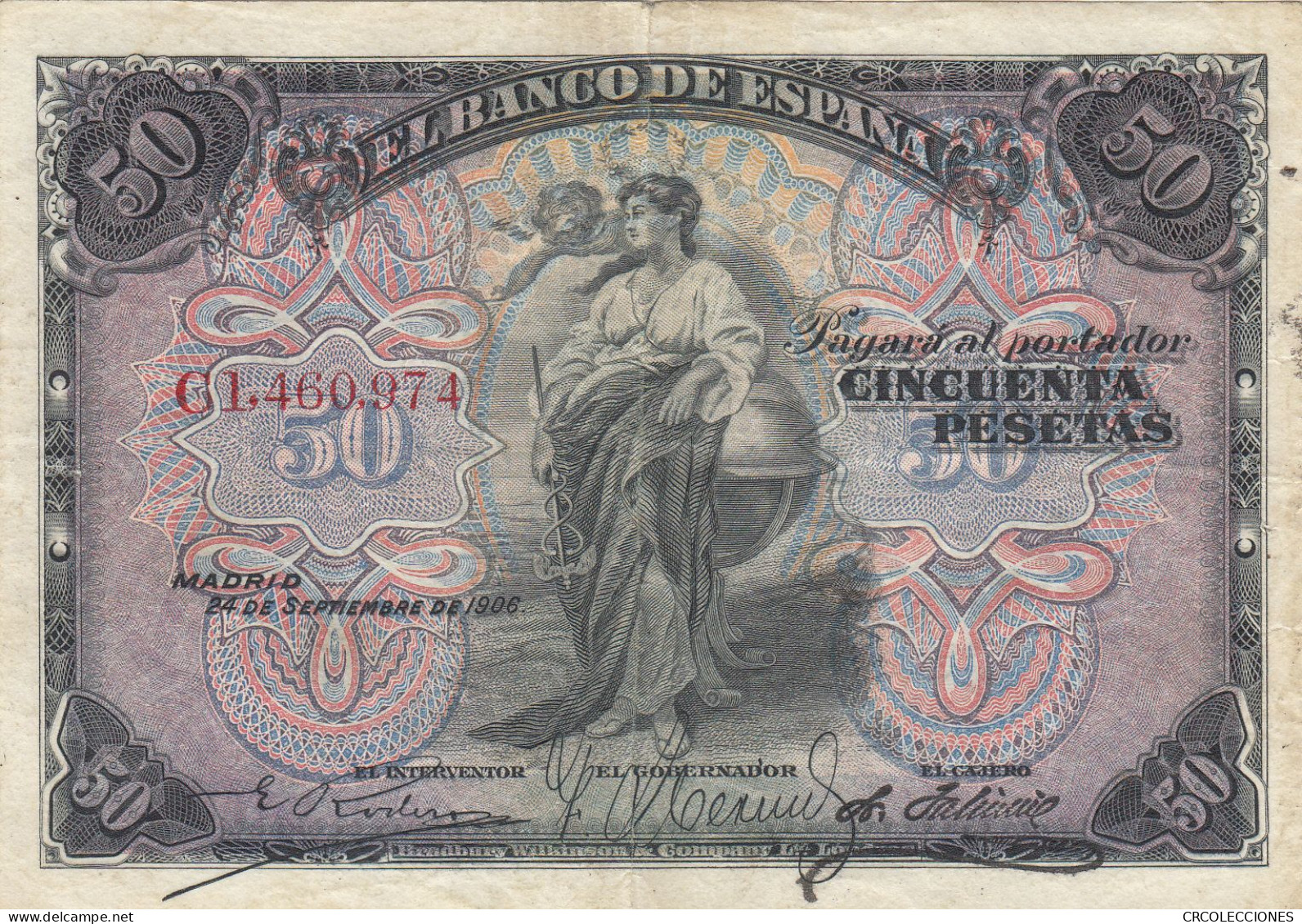 CRBS722 BILLETE ESPAÑA 50 PESETAS 1906 MBC - 50 Pesetas