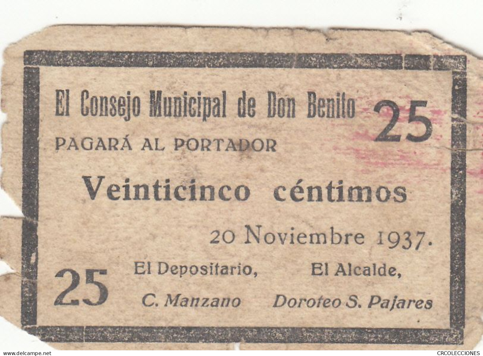 CRBL0047 BILLETE LOCAL ESPAÑA DON BENITO MC - Autres & Non Classés