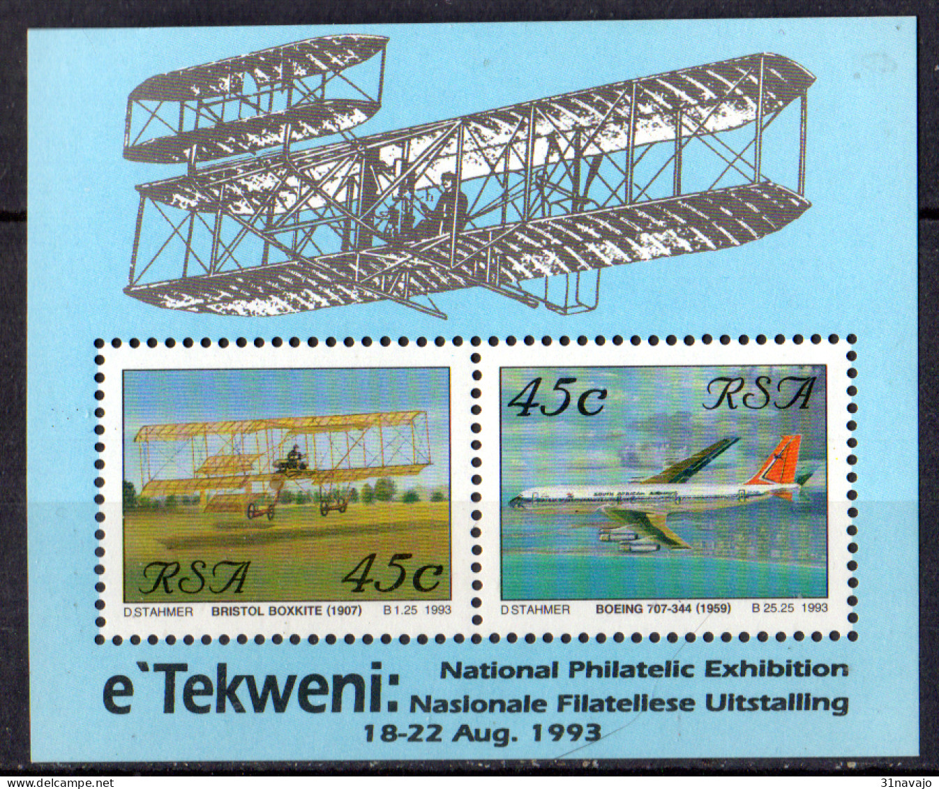 AFRIQUE DU SUD - Aviation En Afrique Du Sud Feuillet - Blocks & Kleinbögen