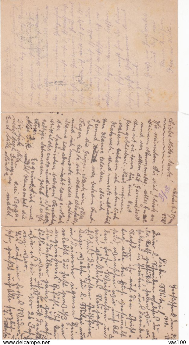 Romania, 1919-20, WWI Military Censored CENSOR ,3X,POSTCARD STATIONERY  POSTMARK  SEGESVAR, NAGYSEBEN - World War 1 Letters