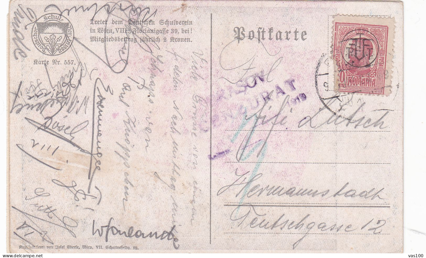 Romania, 1919, WWI Military Censored CENSOR ,POSTCARD, POSTMARK  BRASSO,BRASOV - Lettres 1ère Guerre Mondiale