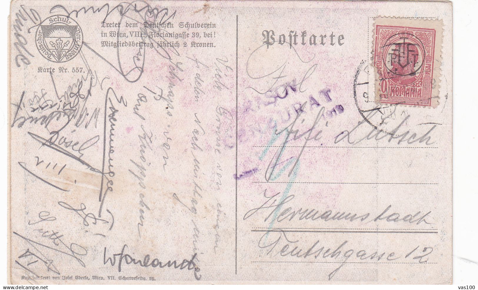 Romania, 1919, WWI Military Censored CENSOR ,POSTCARD, POSTMARK  BRASSO,BRASOV - Cartas De La Primera Guerra Mundial