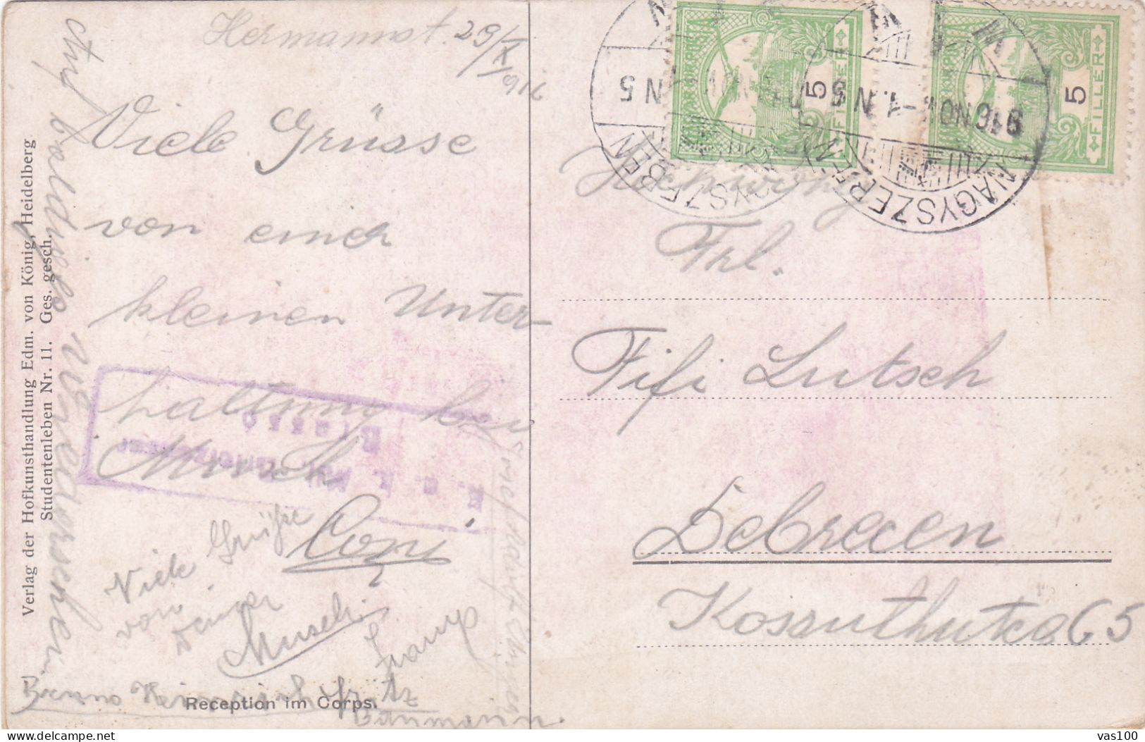 Romania, 1919, WWI Military Censored CENSOR ,POSTCARD,OCC.HUNGARY, POSTMARK SIBIU,NAGYSEBEN - 1. Weltkrieg (Briefe)