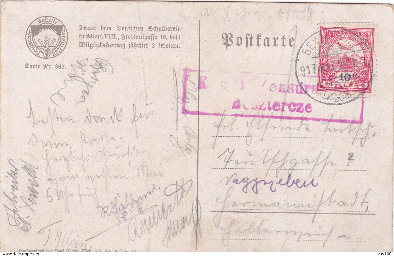 Romania, 1917, WWI Military Censored CENSOR ,POSTCARD,OCC.HUNGARY,POSTMARK BESZTRECE - Lettres 1ère Guerre Mondiale