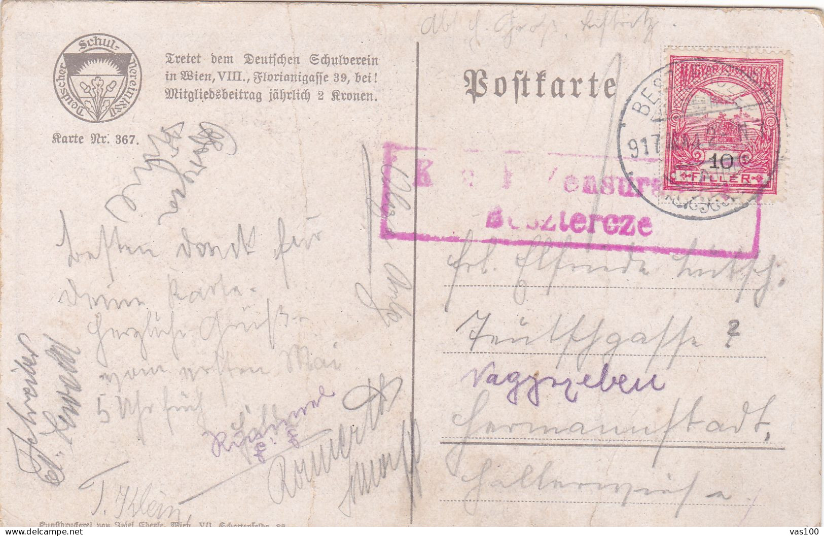 Romania, 1917, WWI Military Censored CENSOR ,POSTCARD,OCC.HUNGARY,POSTMARK BESZTRECE - Storia Postale Prima Guerra Mondiale