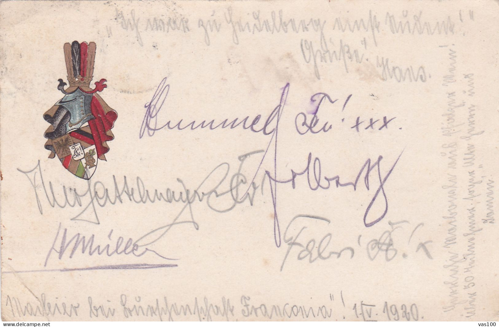 Romania, 1920, WWI Military Censored CENSOR ,POSTCARD,POSTMARK HEIDELBERG - World War 1 Letters