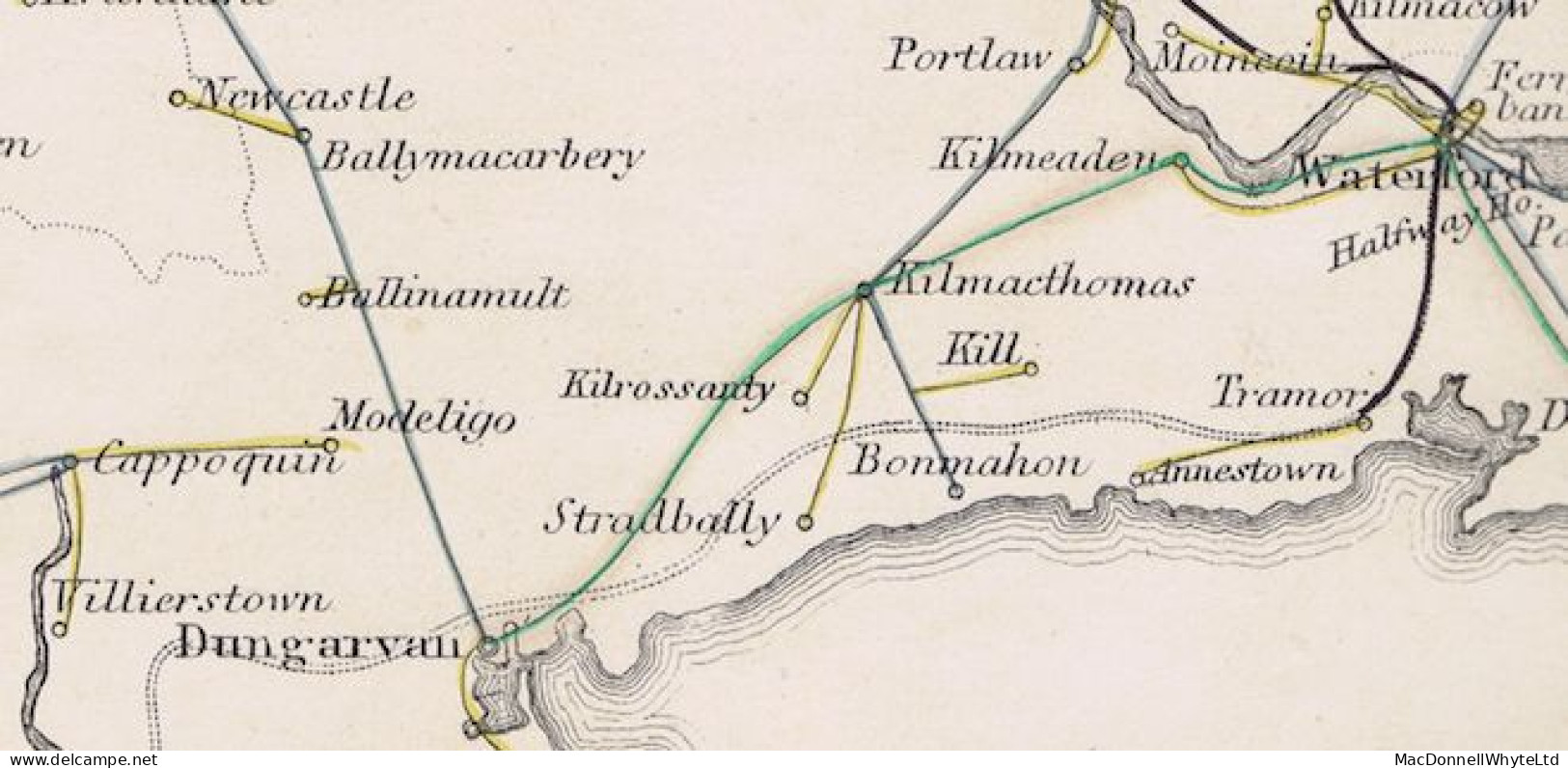 Ireland Waterford 1835 Front Only To Dublin At "10" With Boxed PAID AT/DUNGARVAN, Clear Strike In Red - Préphilatélie