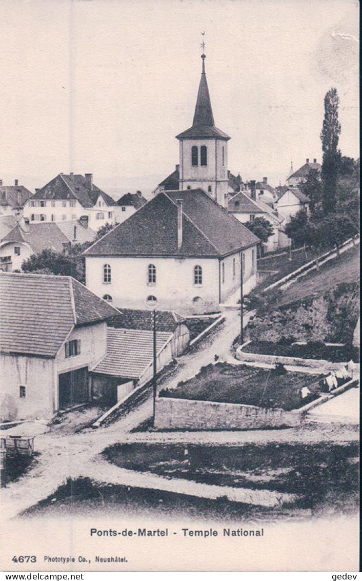 Ponts De Martel NE, Temple National + Cachet Linéaire PONTS Au Verso (15.7.1906) - Ponts-de-Martel