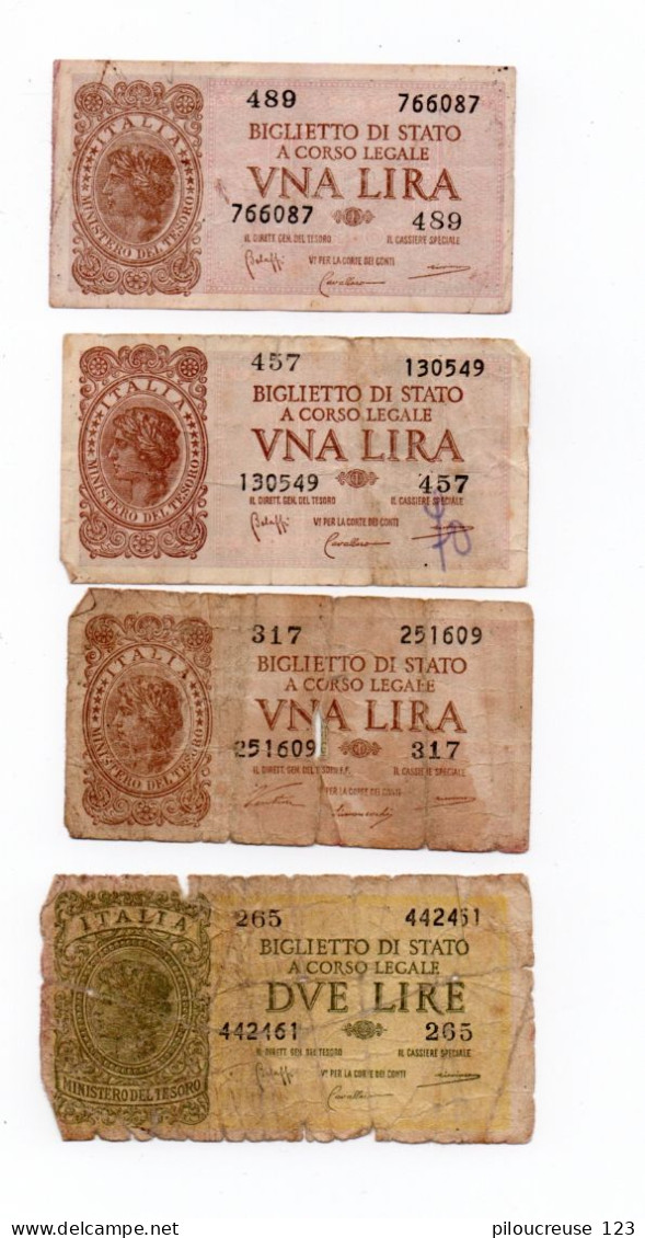 ITALE - Billets - 4 Billets - VNA Lira, DVE Lire - Italia – 1 Lira