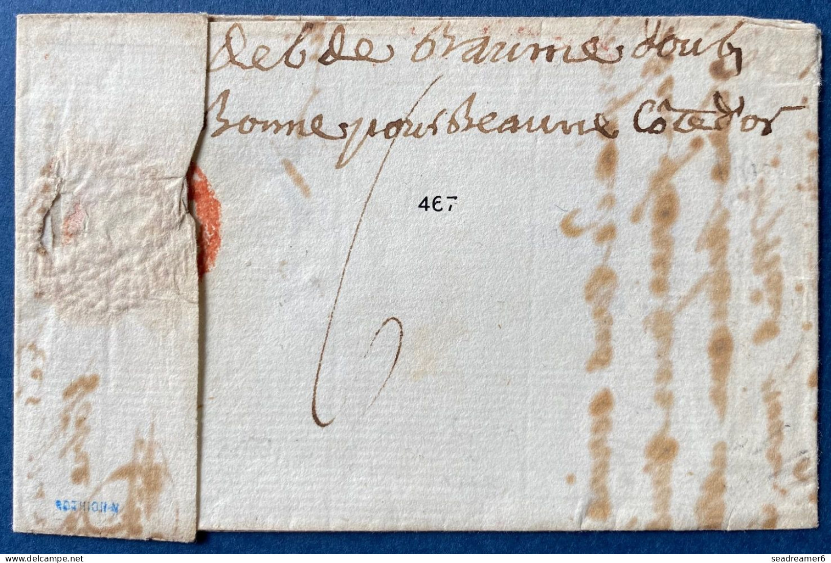 FRANCE Lettre 1798 De PARIS LYS P.PAYE PARIS Rouge +Deb BAUME Sur Le Doubs Manuscrit (cote D'or, Indice 17) Pour BEAUNE - ....-1700: Precursores