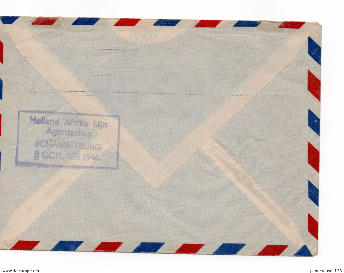 Enveloppe - Liaison Aérienne Par KLM - PRAGUE - JOHANNESBOURG - Envoi En Recommandé - Retour à L'expéditeur - 1946 - Airmail