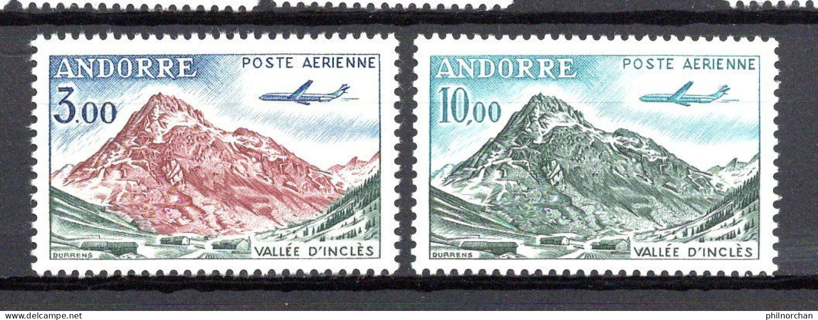 Andorre 1961 Poste Aérienne N°6,8 Neufs** TB  1,50 €  (cote 7,50 €, Valeur Faciale 1,98 €) - Posta Aerea