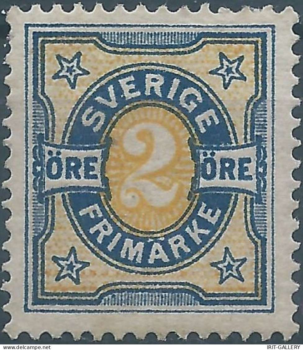 Suède-Sweden-Schweden,SVERIGE,Svezia -1892 Two-tone Number Type - 2ÖRE Blue/yellow,Mint,Value:€10,00 - Nuovi