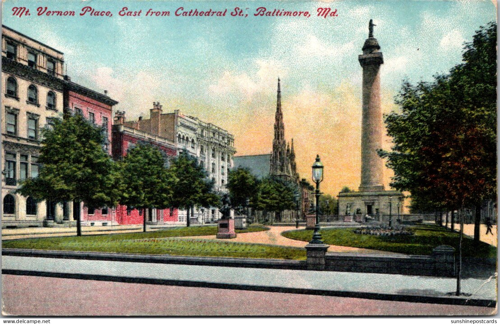 Maryland Baltimore Mount Vernon Place Looking East From Cathedral Street - Baltimore