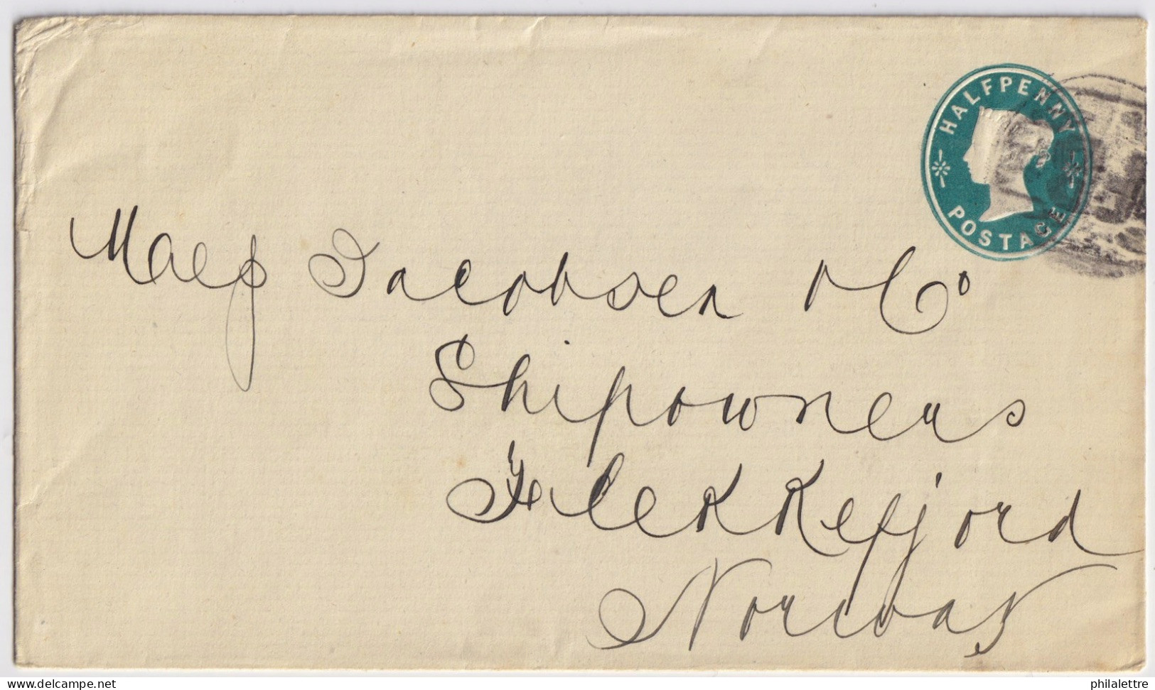 GB - Ca.19011/2d Green Envelope Mi.U14A Used From LONDON To FLEKKEFJORD, Norway - Luftpost & Aerogramme