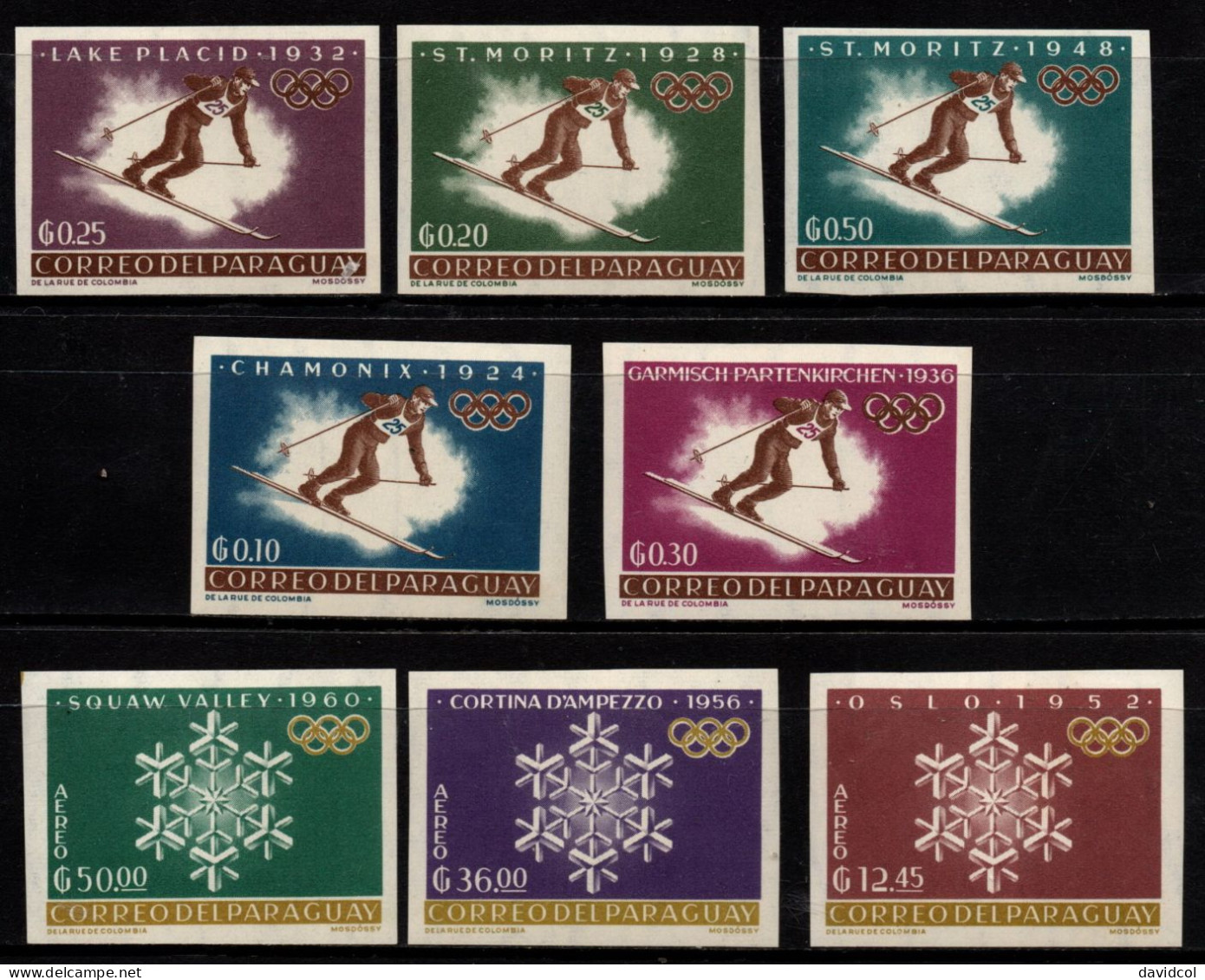 2420 - PARAGUAY, 1963 - MI#: 1200-1207 - MNH - WINTER OLYMPICS 1924-1960 - CAT VAL: € 22.00 - Hiver 1924: Chamonix