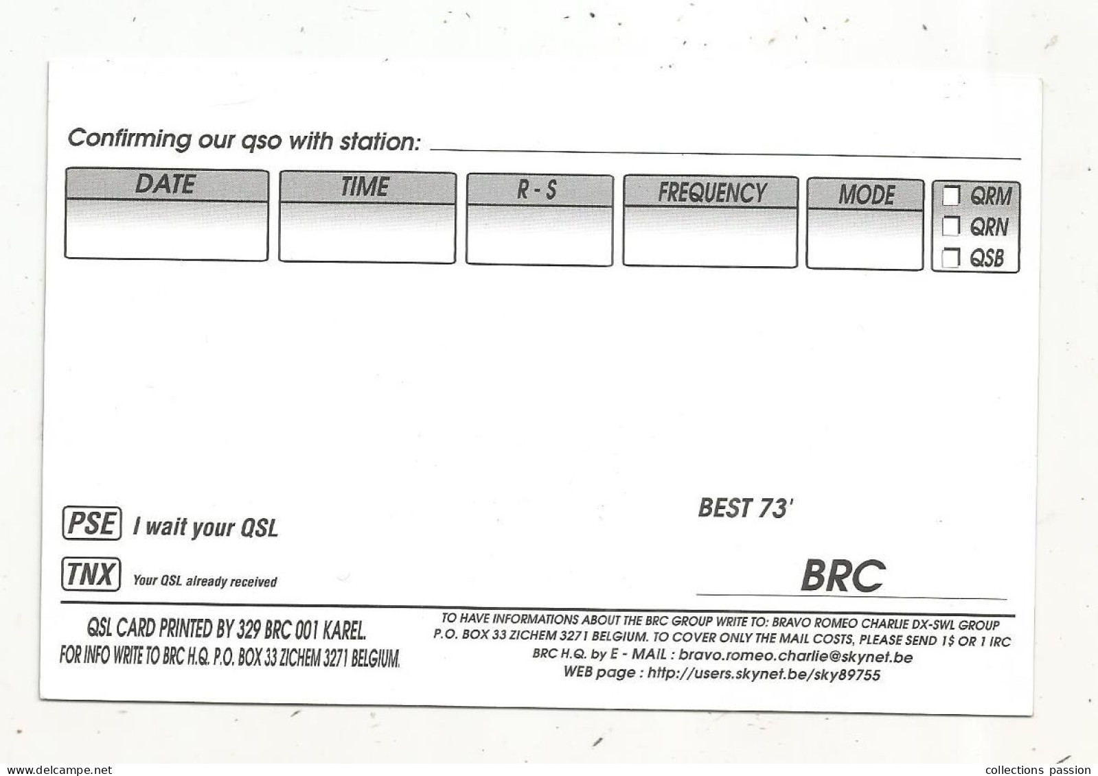 Cp , Carte QSL 4 Pages,  BRAVO ROMEO CHARLIE, International DX - SWL Group Belgium, FAROE ISLAND,  2 Scans - Radio Amatoriale