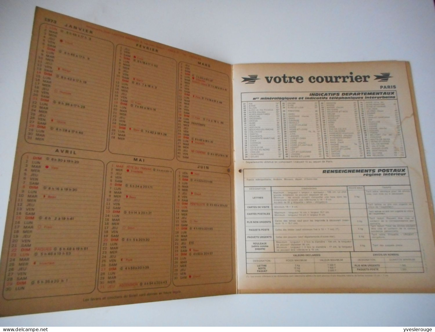 ALMANACH DES PTT 1973 - Grand Format : 1971-80