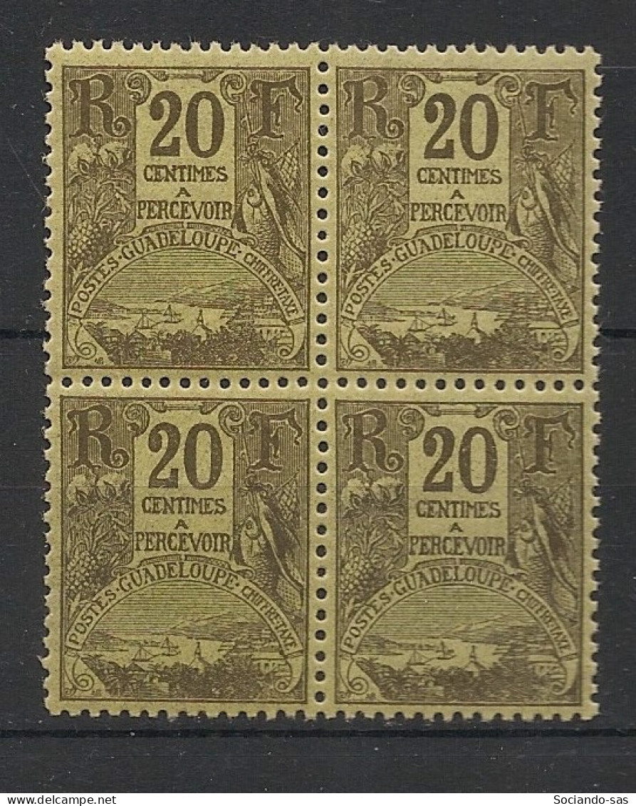 GUADELOUPE - 1904 - Taxe TT N°Yv. 18 - 20c Brun Sur Jaune - Bloc De 4 - Neuf Luxe ** / MNH / Postfrisch - Postage Due