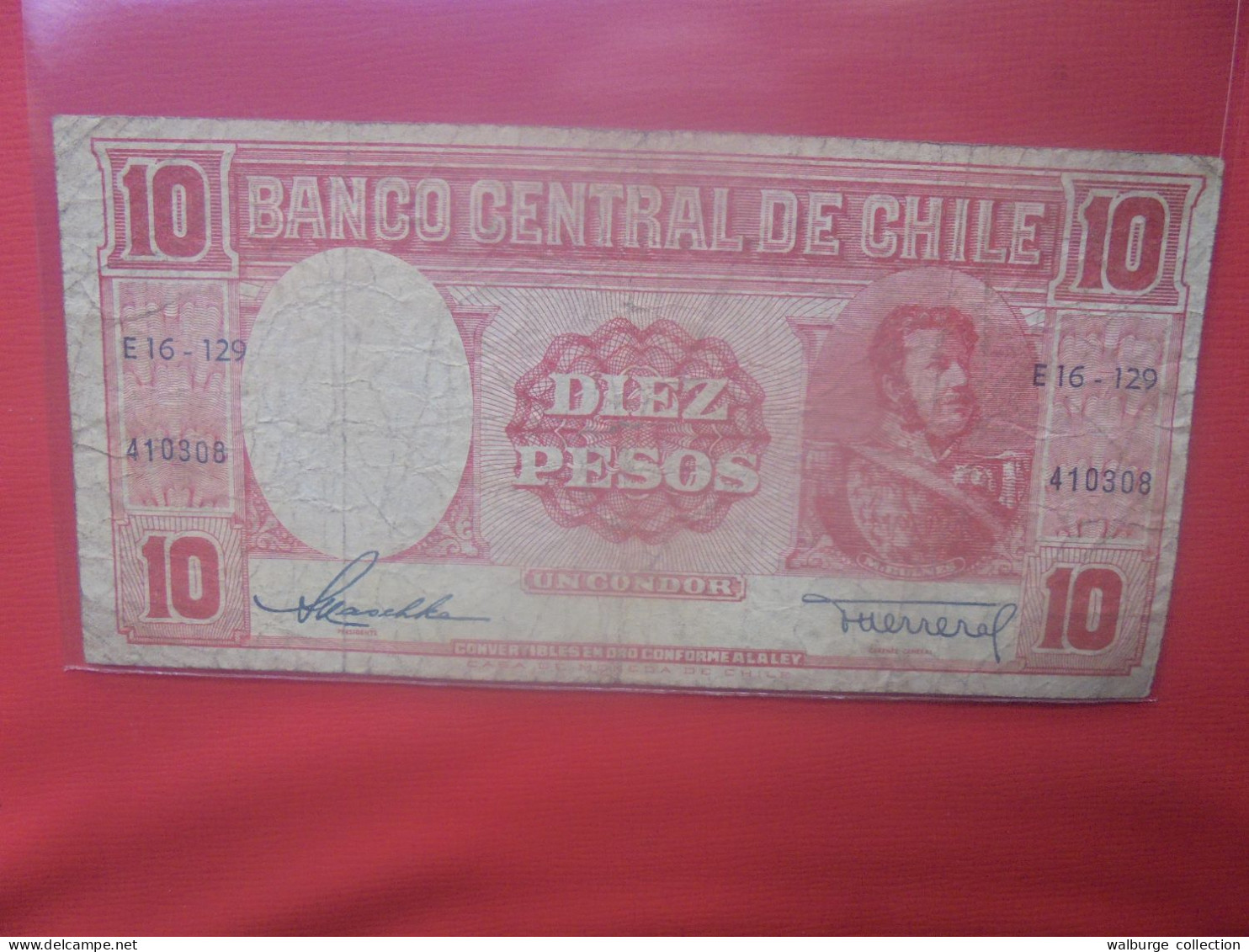 CHILI 10 PESOS ND(1947-58) Circuler(B.29) - Chile