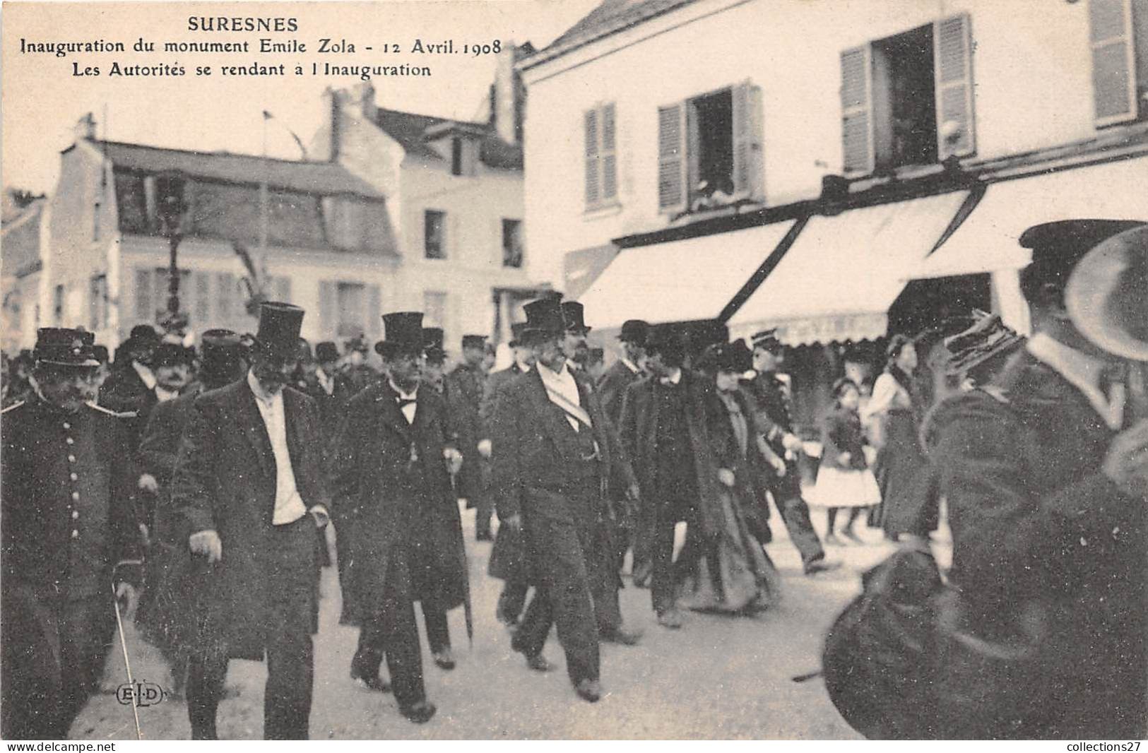 92-SURESNES- 3 CARTES INAUGURATION DU MONUMENT EMILE ZOLA 12 AVRIL 1908 - Suresnes