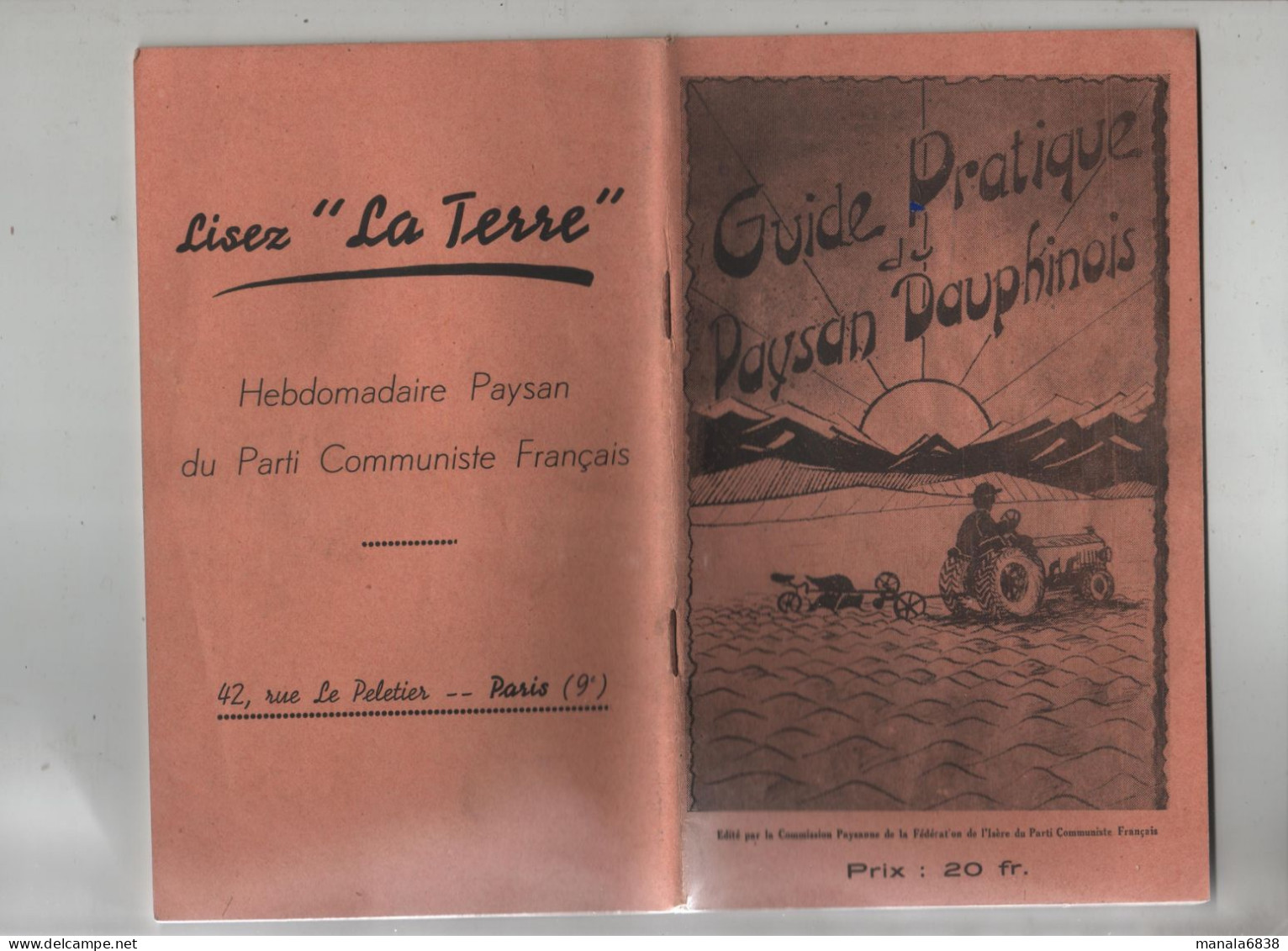 Guide Pratique Du Paysan Dauphinois Engrais Tabacs Foires...1946 PCF - Rhône-Alpes