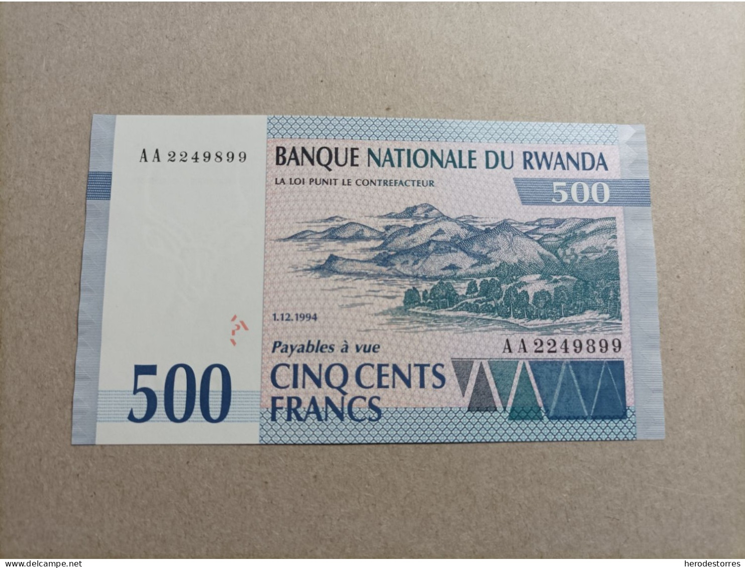 Billete De Rwanda De 500 Francs, Serie AA, Año 1994, UNC - Ruanda