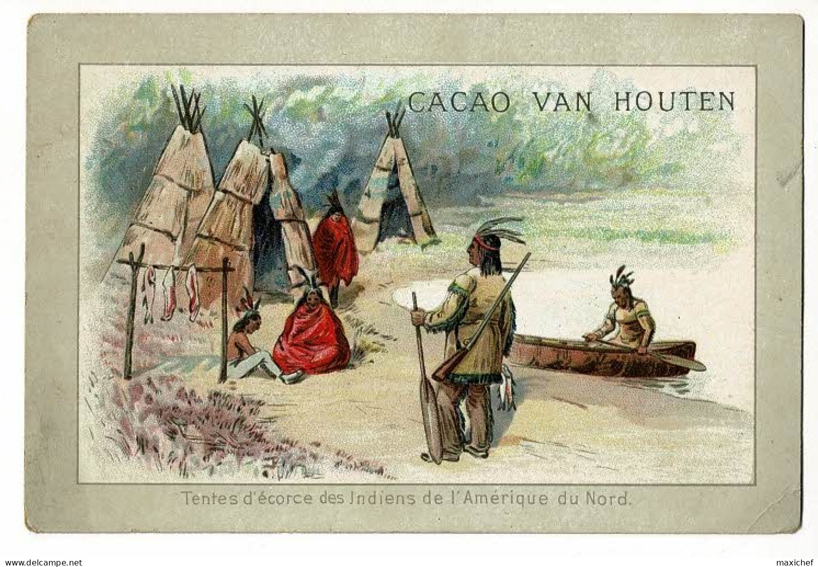 Chromo Cacao Van Houten - Tentes D'écorse Des Indiens De L'Amérique Du Nord - Van Houten