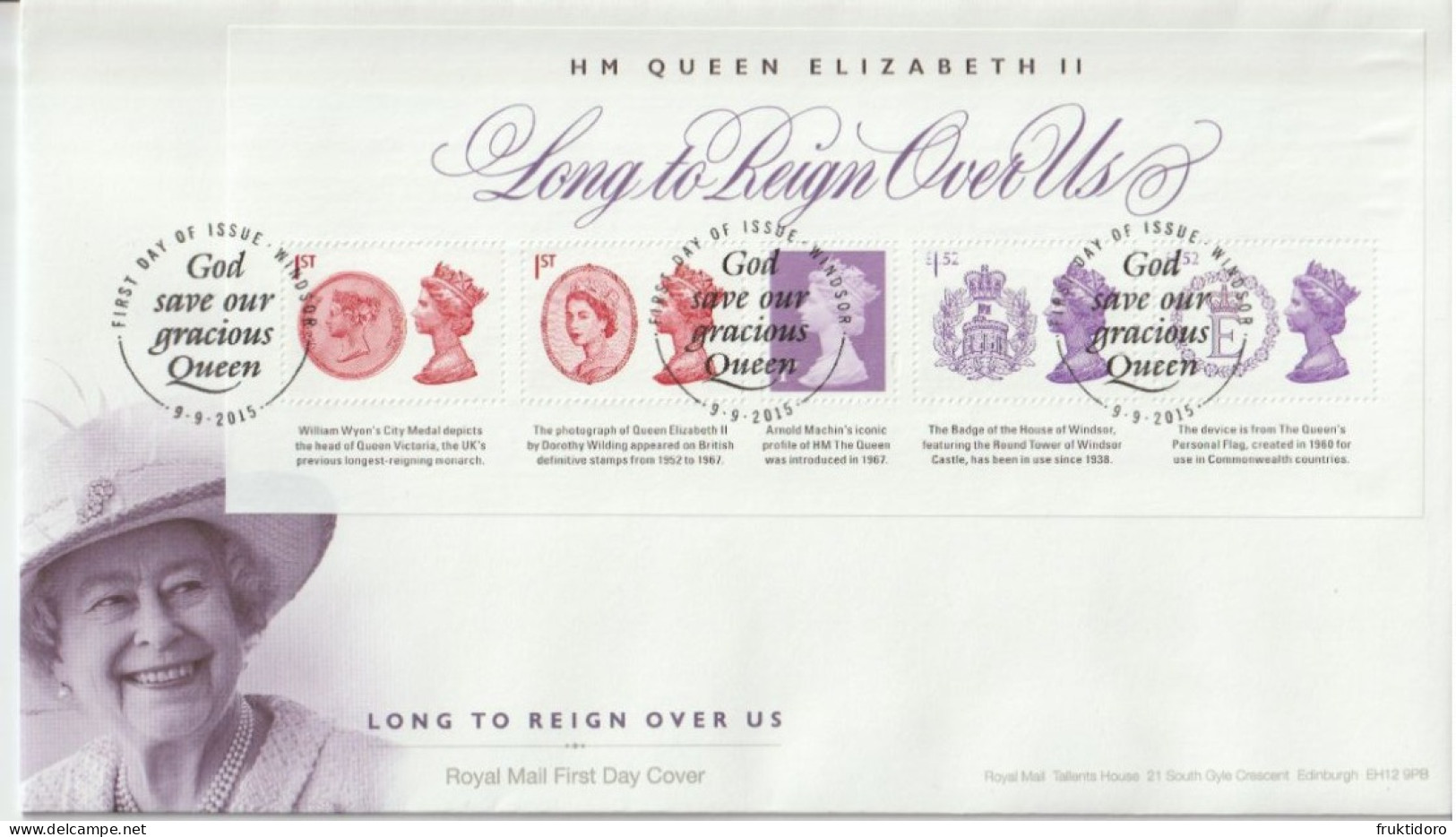 United Kingdom FDC Mi Block 96 Queen Elizabeth II - Long To Reign Over Us - Cancellation Windsor - 2015 - 2011-2020 Dezimalausgaben