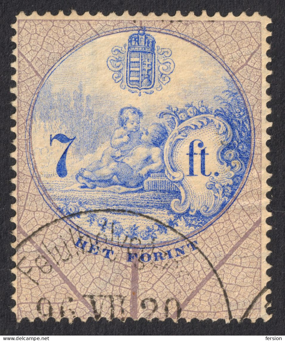 1891 1894 Hungary Croatia Slovakia Vojvodina Serbia Romania Transylvania K.u.k Kuk - Revenue Tax 7 Ft. 1896 - Angel Rose - Fiscales