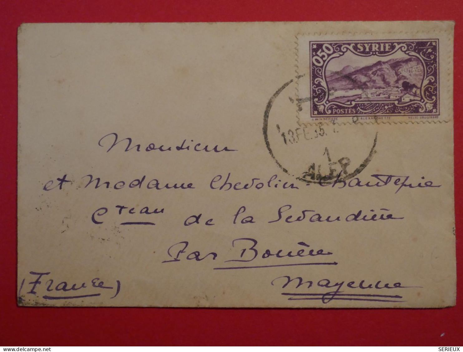 BP 15 SYRIE  BELLE LETTRE  1935 ALEP AU CHATEAU DE SEVANDIERE  FRANCE +  +AFFR. INTERESSANT++ - Briefe U. Dokumente