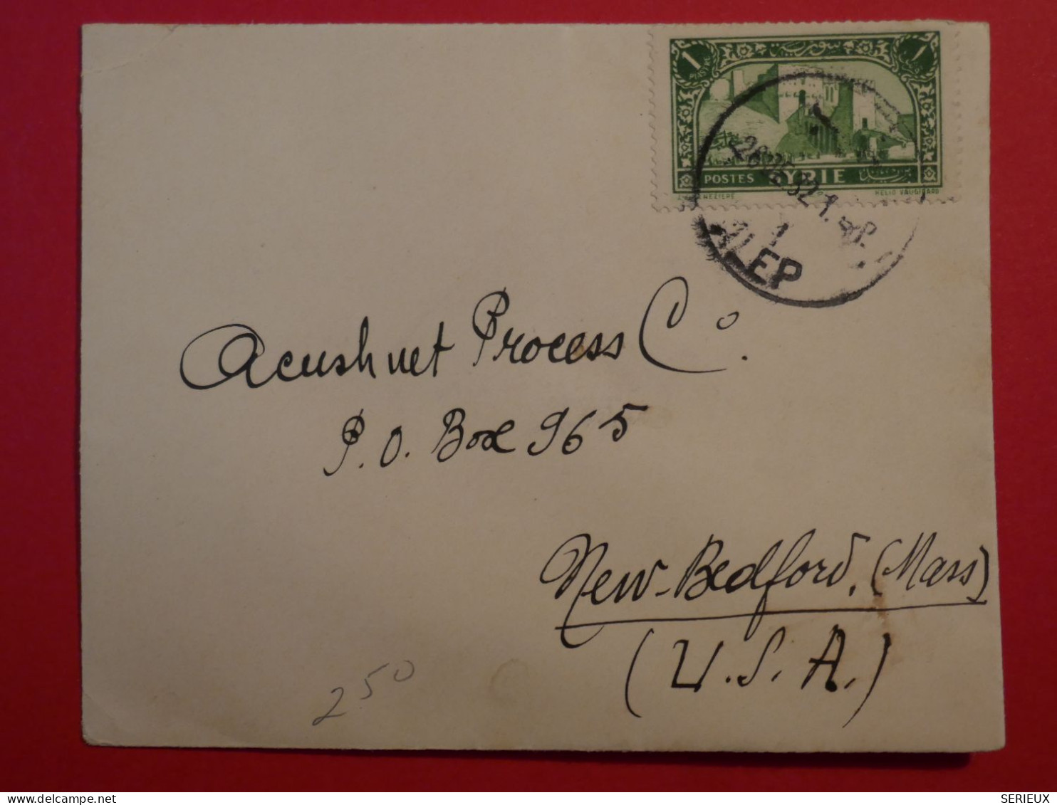 BP 15 SYRIE  BELLE LETTRE  1932 ALEP A NEW BEDFORD  USA   +  +AFFR. INTERESSANT++ - Briefe U. Dokumente