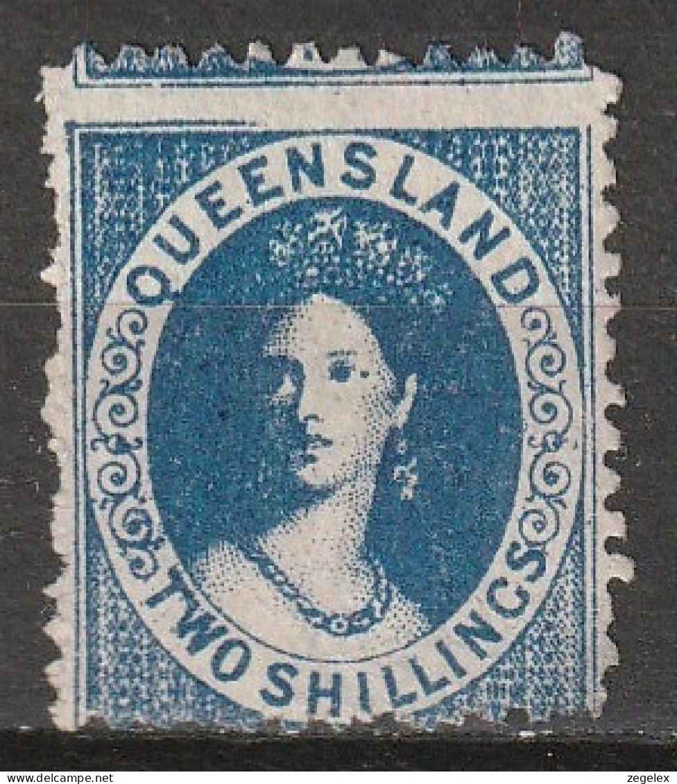 Queensland 1881 2 Shilling Blue, Wz.6 Mi.48 (*) Mint No Gum (as Issued) - Ongebruikt