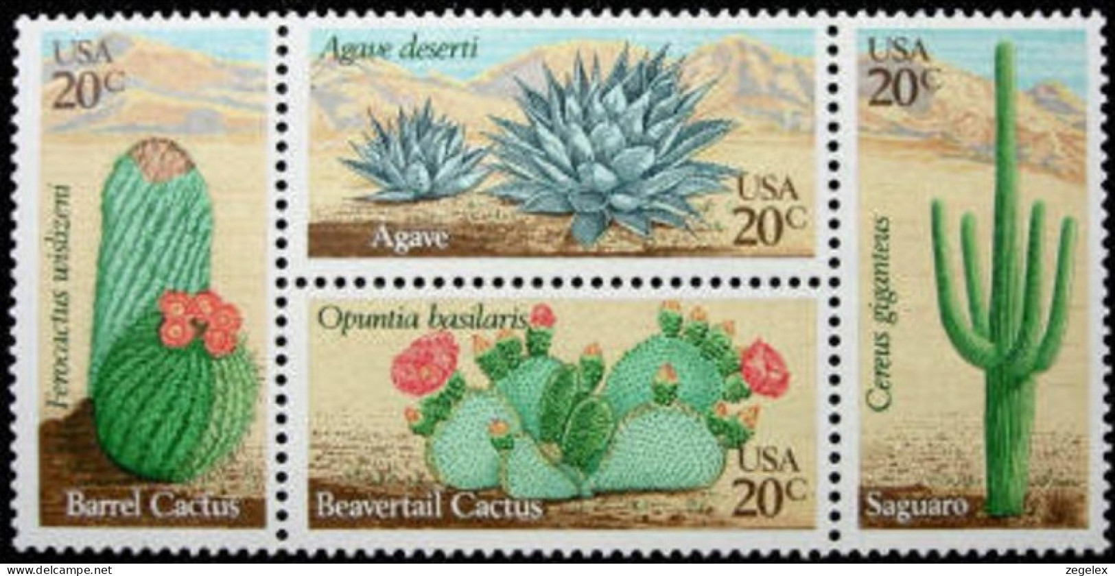 USA 1982 Desert Plants - Cactus - Block Of 4. Postfris MNH** Scott No. 1942-1945a - Ungebraucht