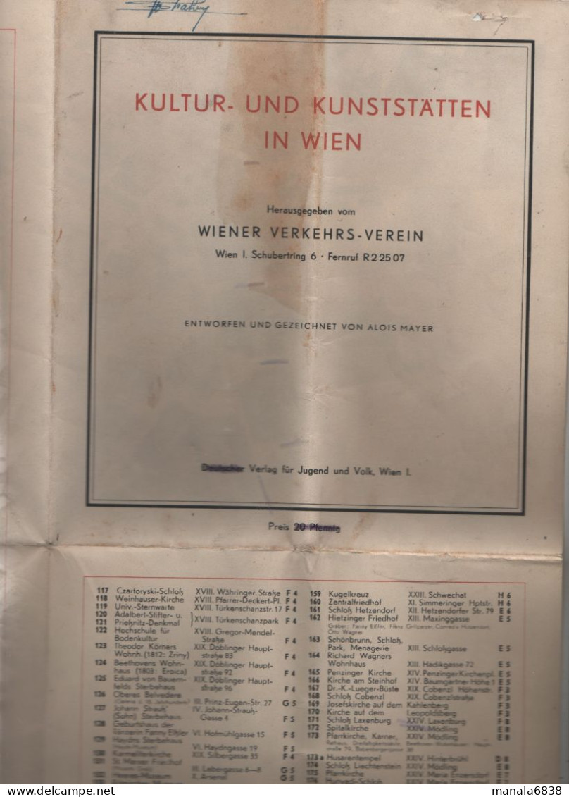 Kultur Und Kunsstatten In Wien Stadtplan - Carte Geographique