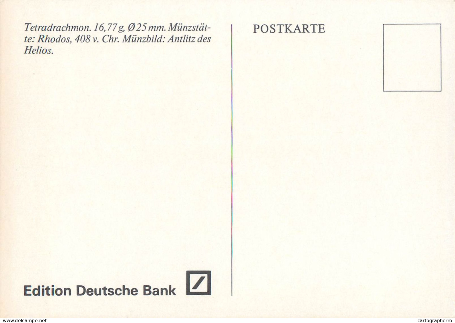 Postcard Coins Germany Tetrachmon Rhodos Antlitz Des Helios - Münzen (Abb.)