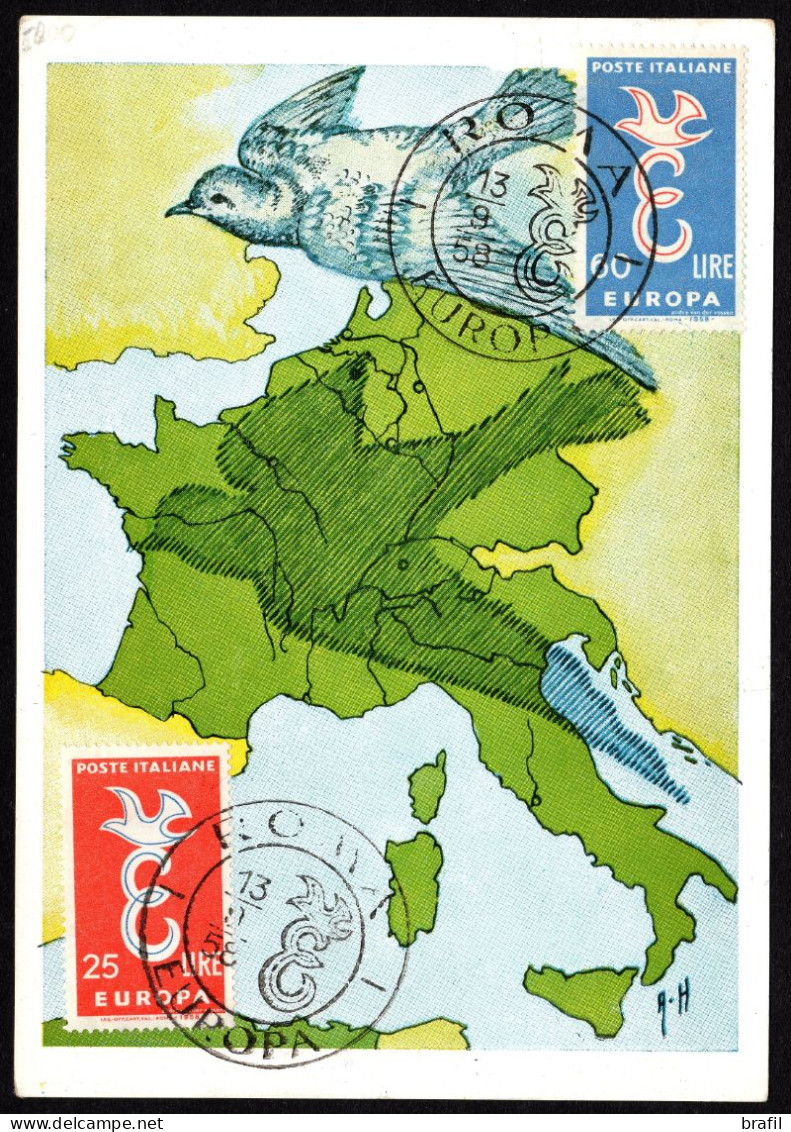 1958 Europa CEPT, Cartolina FDC Italia, Non Viaggiata - 1958