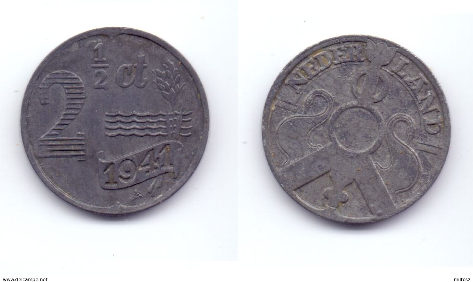 Netherlands 2 1/2 Cents 1941 WWII Issue - 2.5 Centavos