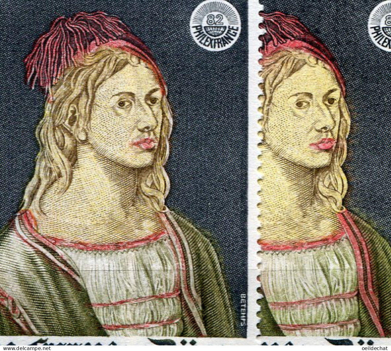 24891 FRANCE N°2090** 2F Albert Dürer : Rose à Moitié éffacé Sur La Tunique + Normal (non Inclus) 1980 TB - Ungebraucht