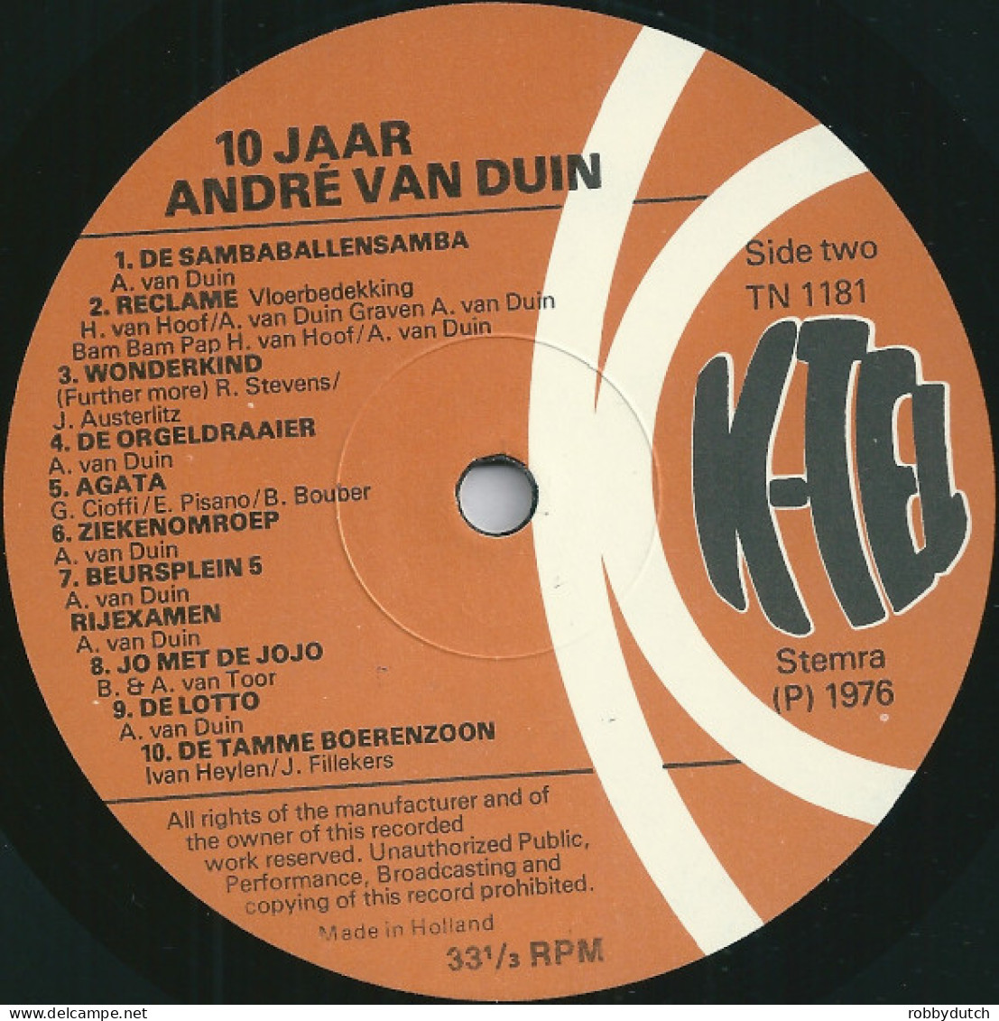 * LP *  10 JAAR ANDRÉ VAN DUIN (Holland 1976 EX-) - Cómica