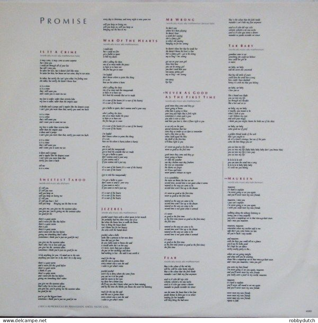 * LP *  SADE - PROMISE (England 1985 EX-) - Soul - R&B