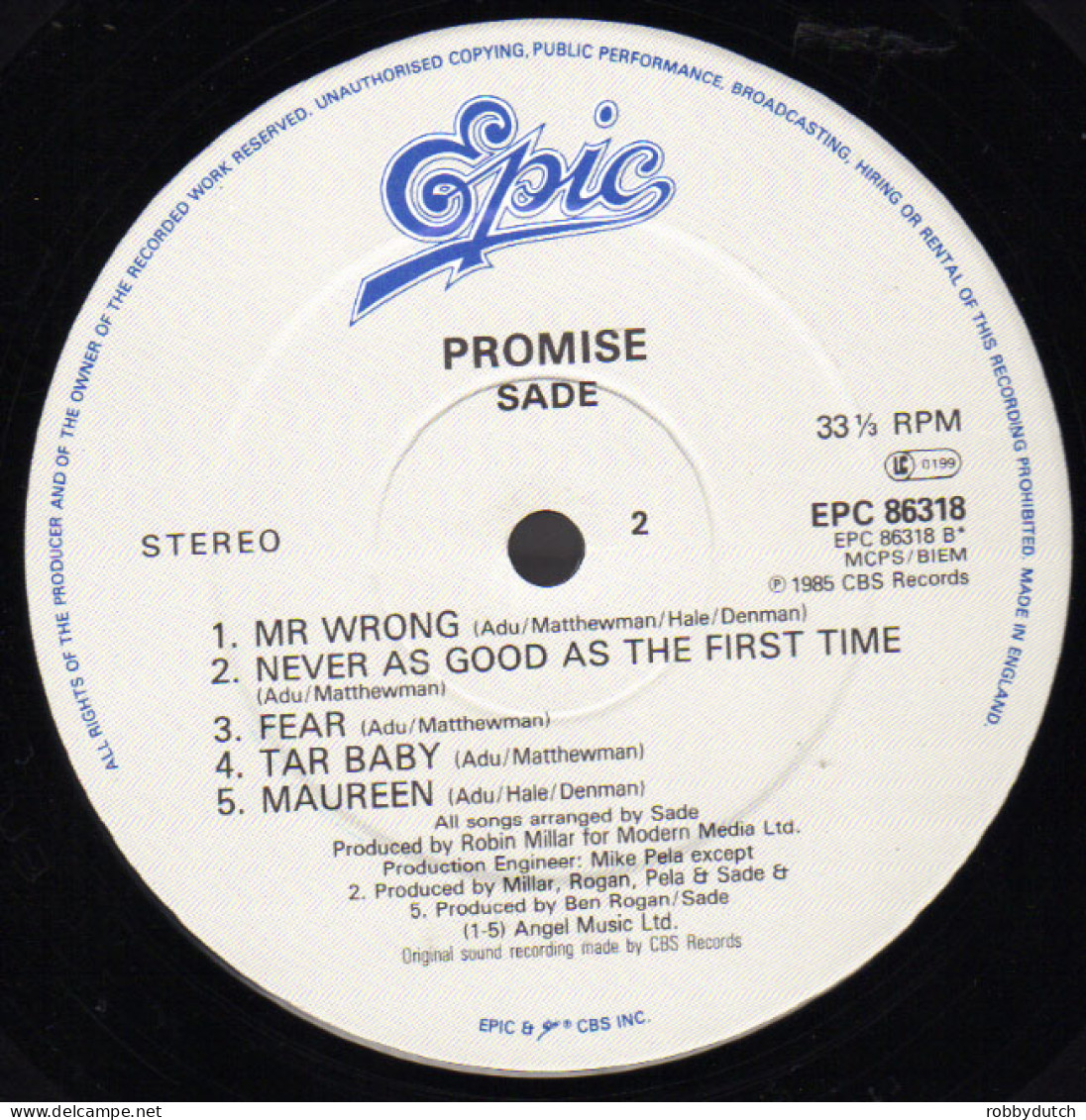 * LP *  SADE - PROMISE (England 1985 EX-) - Soul - R&B