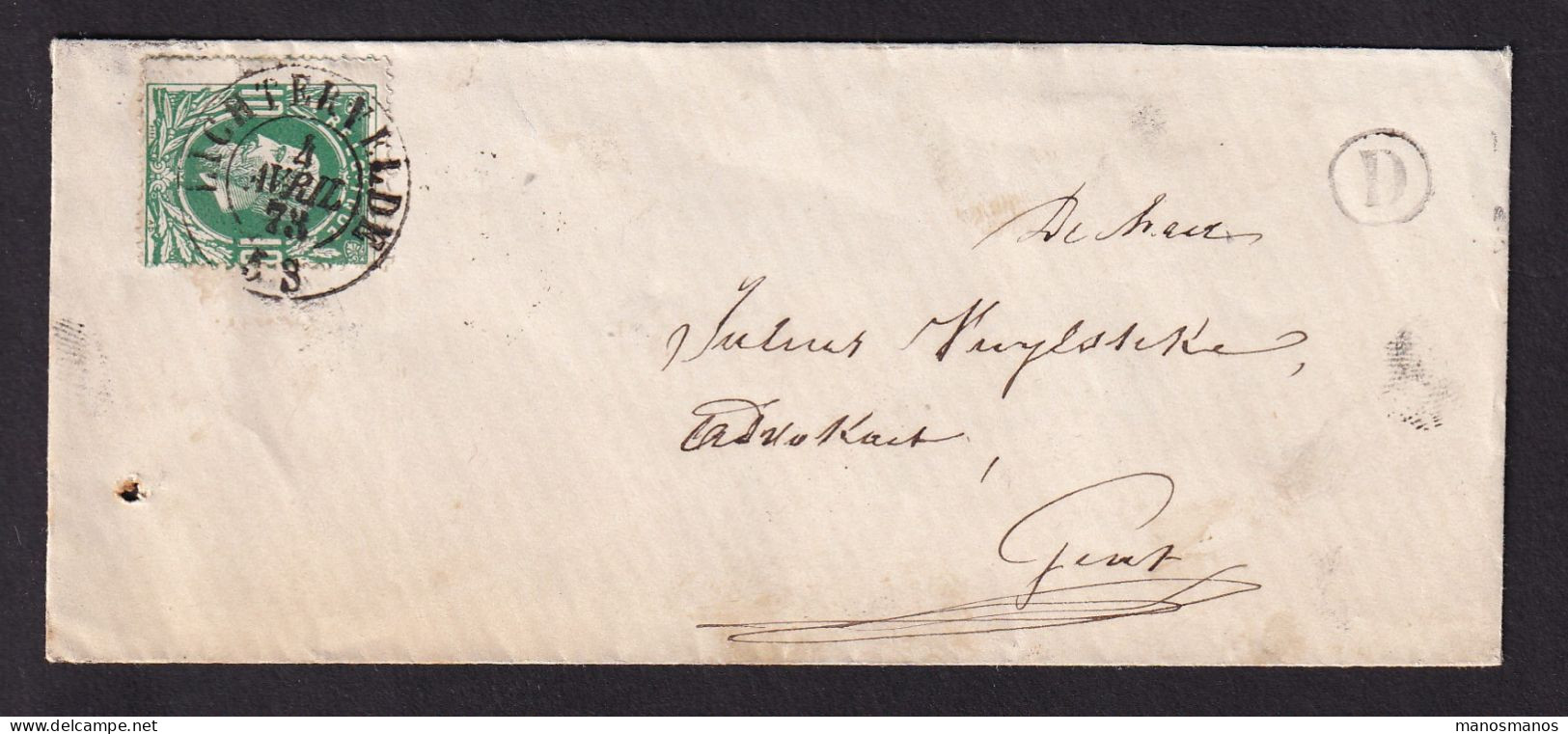 DDDD 716 - Enveloppe TP 30 Double Cercle LICHTERVELDE 1873 Vers GENT - Boite Rurale D SWEVEZEELE (voir Ouvrage Porignon) - Landelijks Post