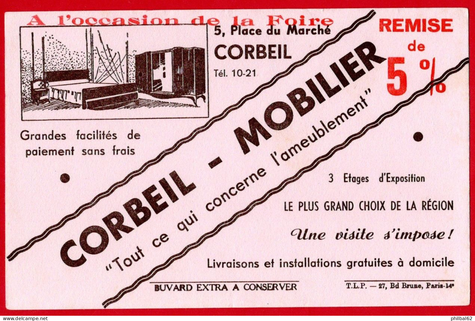 Buvard Corbeil Mobilier. Place Du Marché à Corbeil. Surcharge 5% De Remise. - M