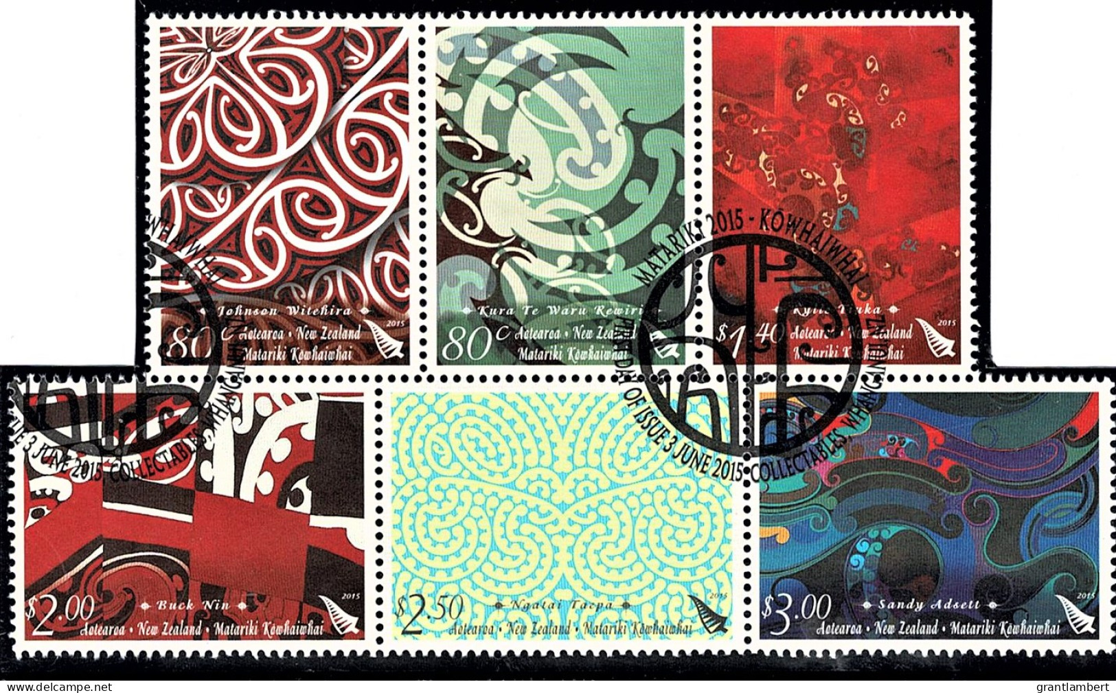 New Zealand 2015 Matariki - Kowhaiwhai Set As Block Of 6 Used - Used Stamps