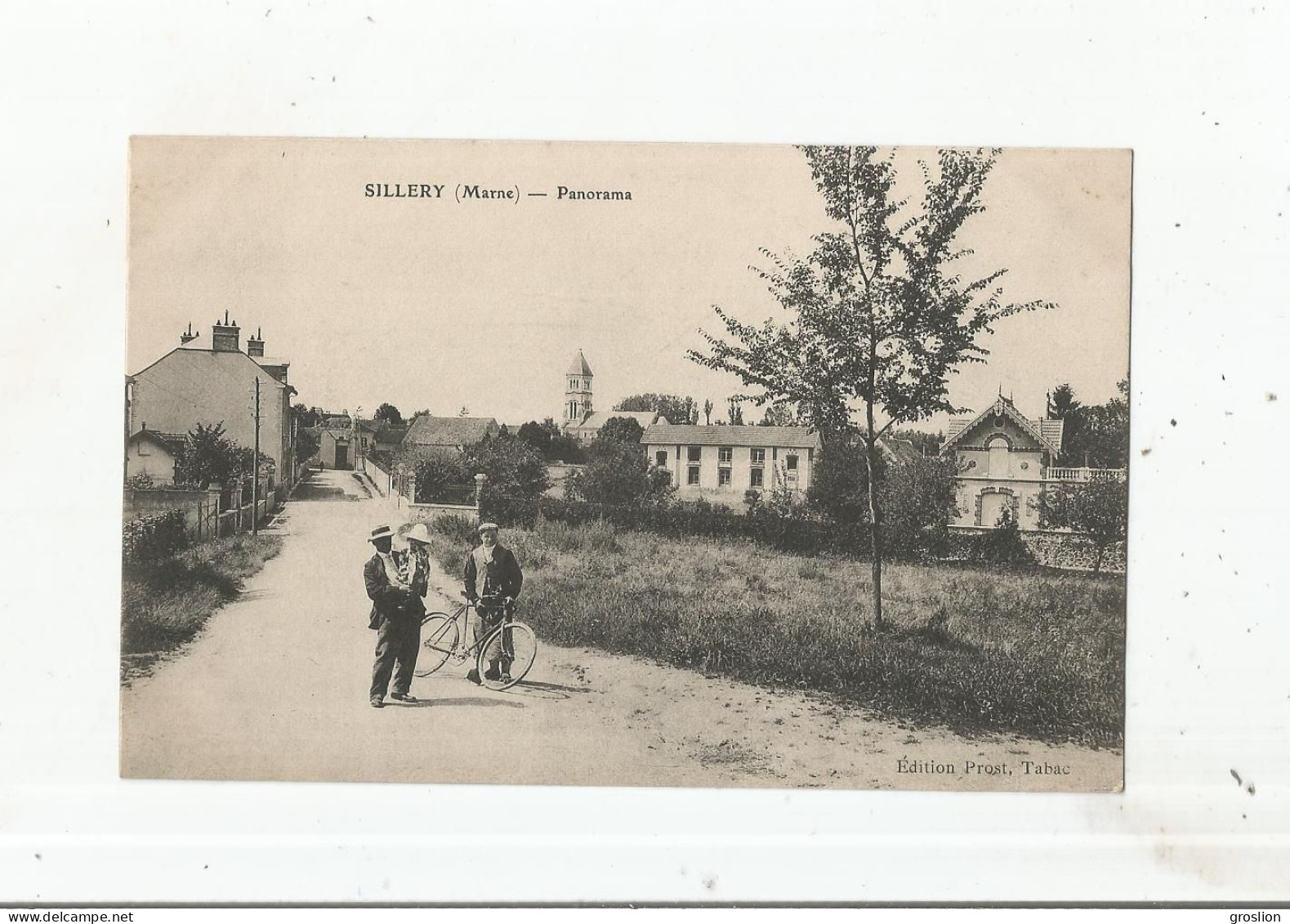 SILLERY (MARNE) PANORAMA (EGLISE HABITATIONS CYCLISTE HOMME ET ENFANT) - Sillery