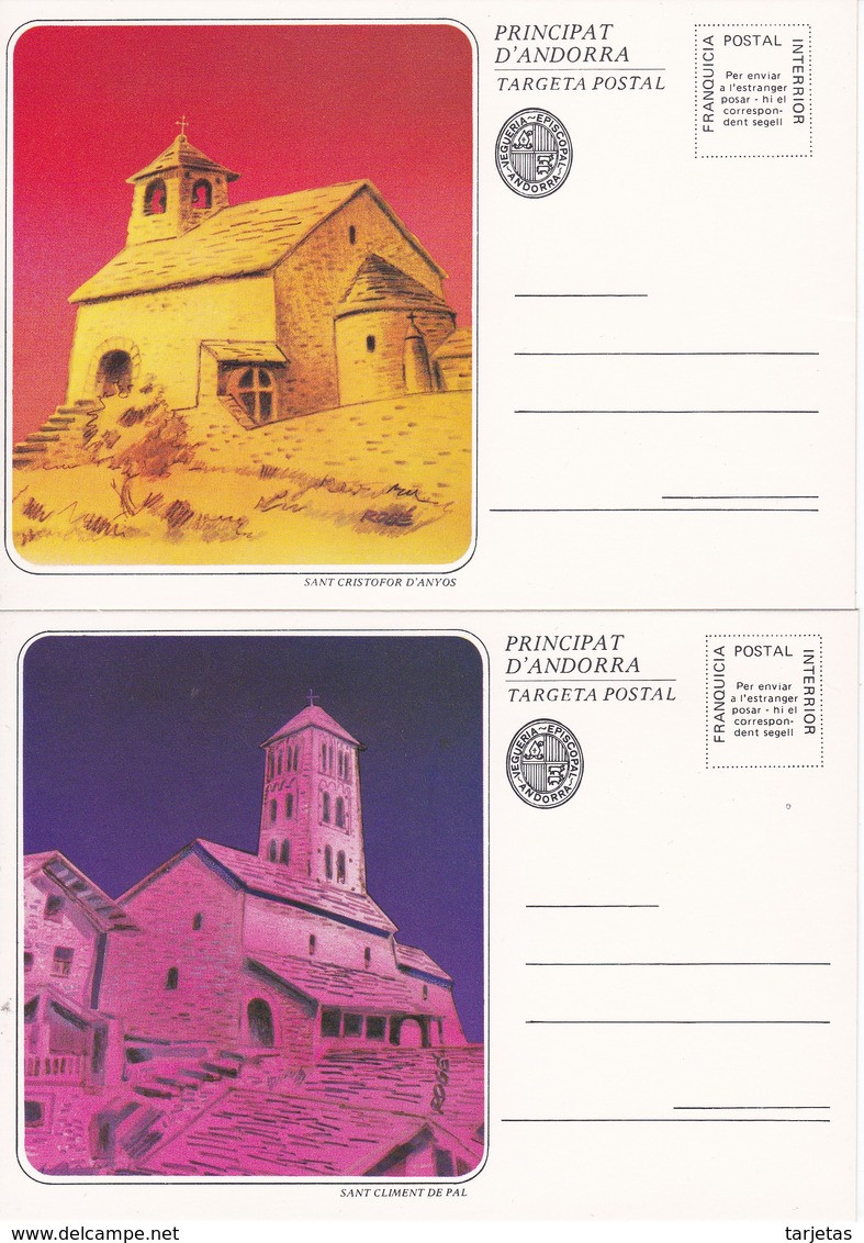 ANDORRA - VEGUERIA EPISCOPAL LOTE DE 6 TARJETAS / ENTERO POSTAL IGLESIAS ROMANICAS AÑO 1979 - Episcopale Vignetten