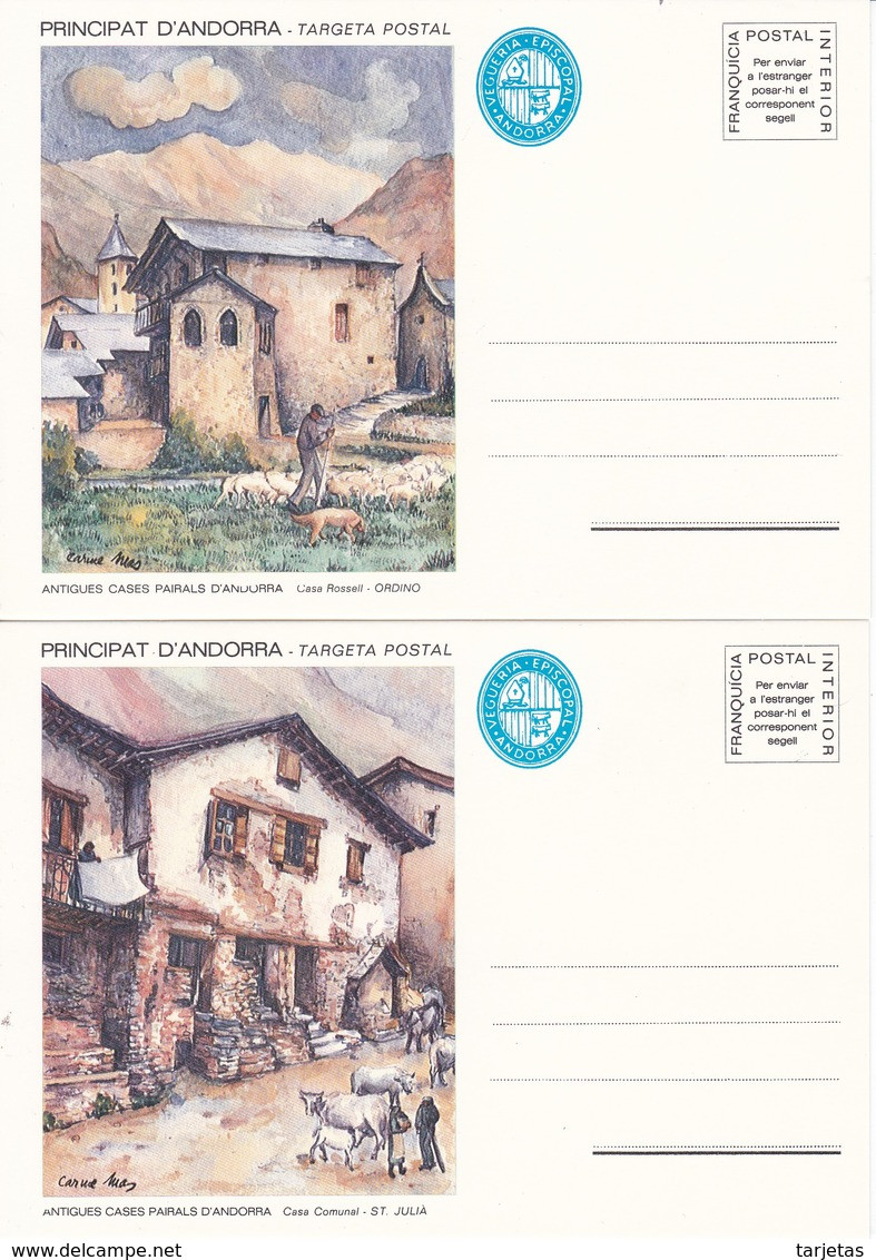 ANDORRA - VEGUERIA EPISCOPAL LOTE DE 6 TARJETAS / ENTERO POSTAL ANTIGUES CASES RURALS AÑO 1980 - Vicariato Episcopale