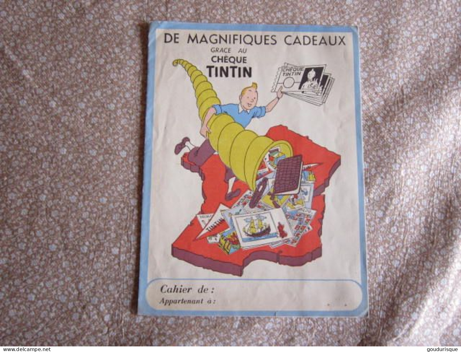 TINTIN  PROTEGE CAHIER DU CHEQUE TINTIN  HERGE - Tintin